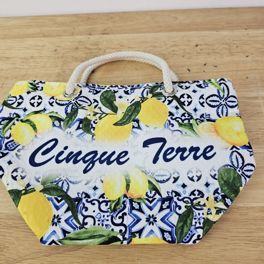 Cinque Terre Italy Lemon Small Zip Bag Purse Makeup Cosmetic Travel Vacation